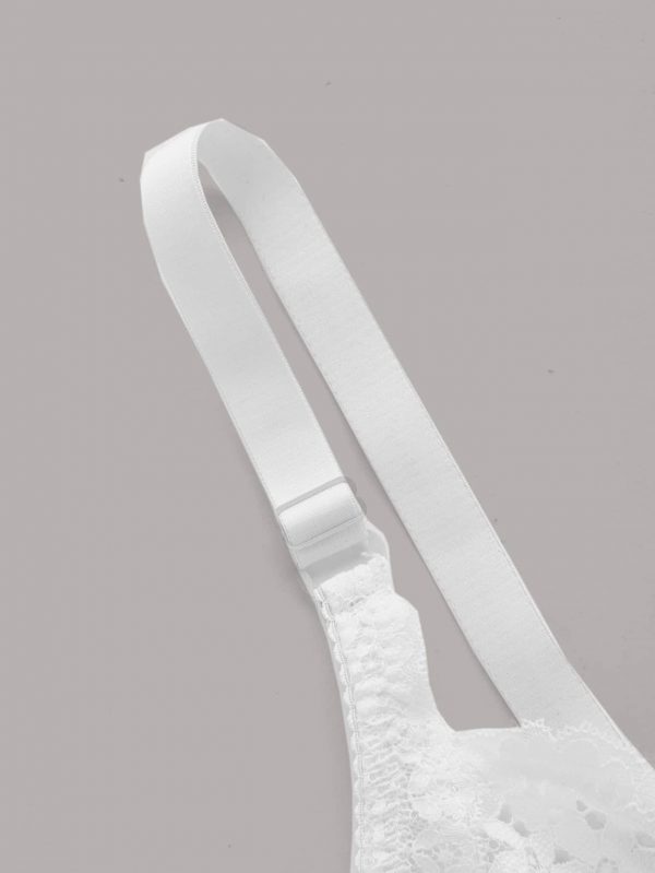 Plus Size Sexy Bra, Women's Plus Comfort Floral Lace Underwire Hook & Eye Soft Bra