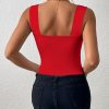 Women's Basic Solid Crop Tank Top, Casual Stretchy Sleeveless Tank Top, Casual Every Day Tops, Women's Clothing
