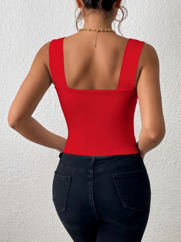 Women's Basic Solid Crop Tank Top, Casual Stretchy Sleeveless Tank Top, Casual Every Day Tops, Women's Clothing