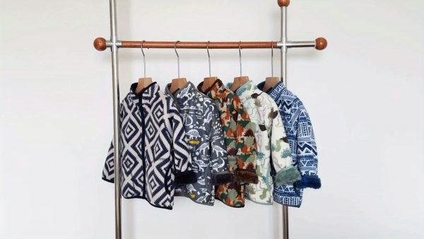 Kids Cartoon Dinosaur Print Polar Fleece Warm Stand Collar Vintage Jacket Autumn Winter