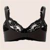 Plus Size Sexy Bra, Women's Plus Comfort Floral Lace Underwire Hook & Eye Soft Bra