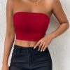 Sexy Bodycon Crop Tube Top, Solid Stretchy Tube Top, Casual Every Day Tops, Women's Clothing