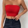 Sexy Bodycon Crop Tube Top, Solid Stretchy Tube Top, Casual Every Day Tops, Women's Clothing