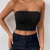 Sexy Bodycon Crop Tube Top, Solid Stretchy Tube Top, Casual Every Day Tops, Women's Clothing