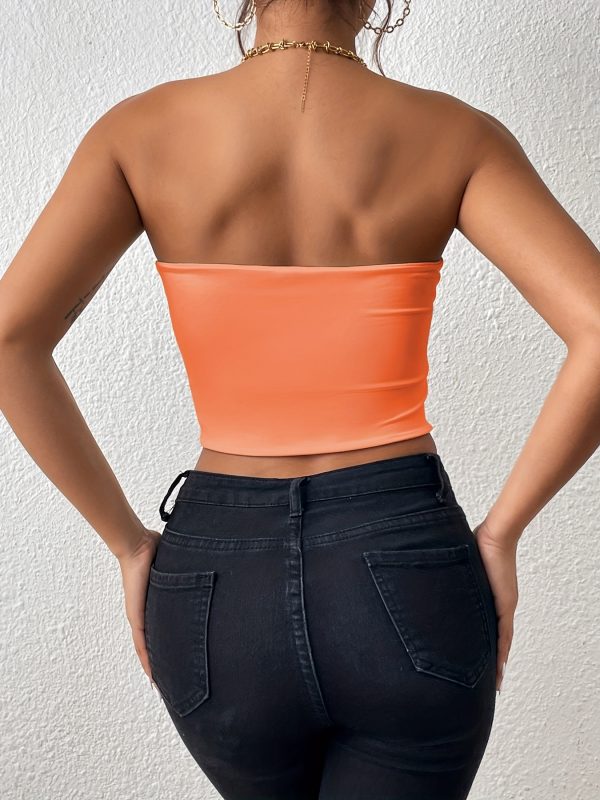 Sexy Bodycon Crop Tube Top, Solid Stretchy Tube Top, Casual Every Day Tops, Women's Clothing