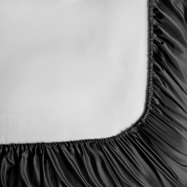 طقم ملاءات سرير ساتان 4 قطع بلون موحّد من البوليستر