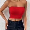 Sexy Bodycon Crop Tube Top, Solid Stretchy Tube Top, Casual Every Day Tops, Women's Clothing