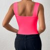 Women's Basic Solid Crop Tank Top, Casual Stretchy Sleeveless Tank Top, Casual Every Day Tops, Women's Clothing