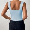 Women's Basic Solid Crop Tank Top, Casual Stretchy Sleeveless Tank Top, Casual Every Day Tops, Women's Clothing