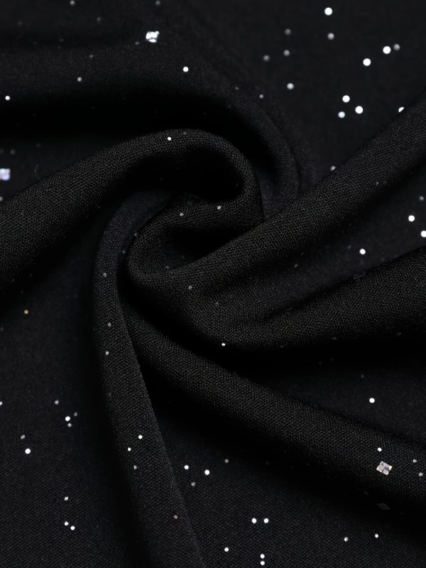 Sparkling Rhinestone Embellished Deep Red Bodycon Dress with Puff Sleeves - Stretchy Ruched Waist & Hip-Hugging Silhouette for Women, Spring/Autumn Party & Evening Wear, Glamorous Event Attire, Offshoulder Neckline, Strappy Detail