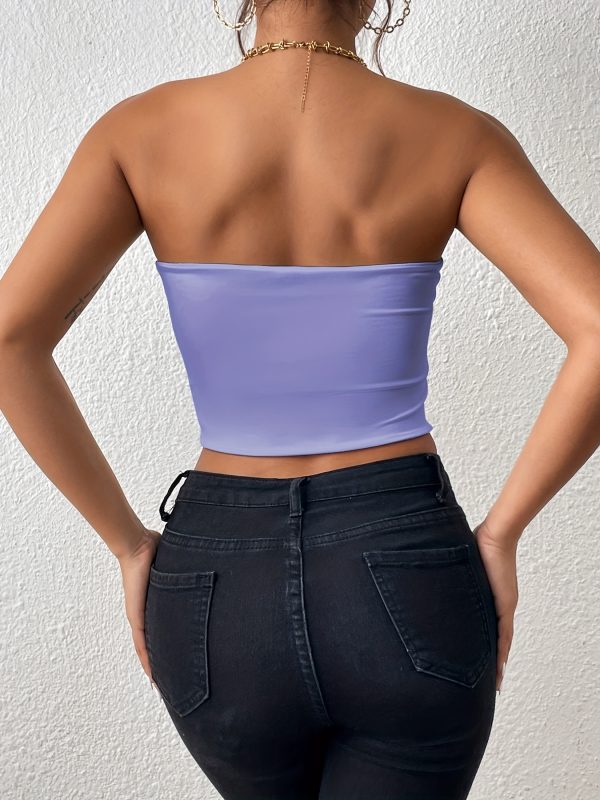 Sexy Bodycon Crop Tube Top, Solid Stretchy Tube Top, Casual Every Day Tops, Women's Clothing