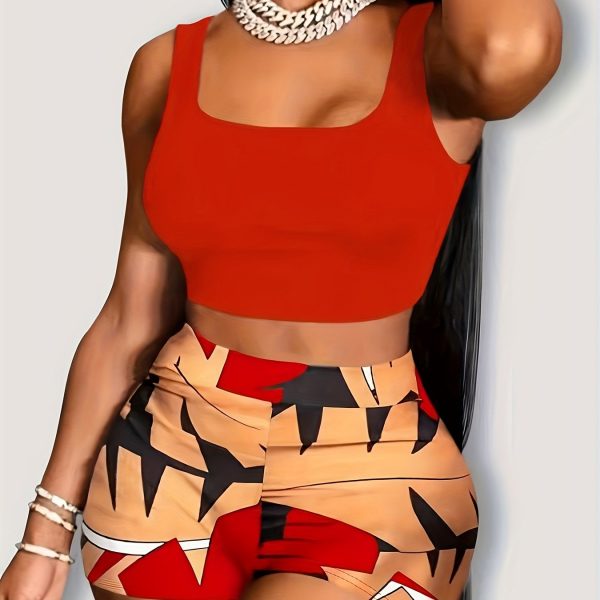 Women's Set Hawaii Beach Holiday Wind Numerical Print Tank Tops & Shorts 2 Piece Set