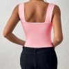 Women's Basic Solid Crop Tank Top, Casual Stretchy Sleeveless Tank Top, Casual Every Day Tops, Women's Clothing