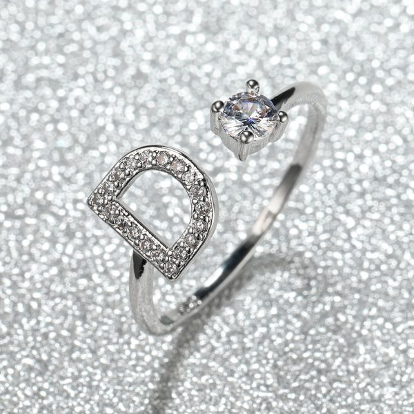 [Silvery Couple Ring] Silvery AZ Letter Ring Initials | Popular Fashion Wedding Love Couple Rings Bridesmaid Gift