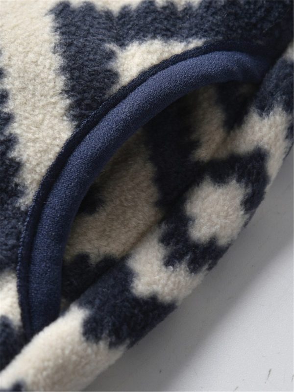 [سترة عتيقة] سترة كلاسيكية منقوشة للأولاد سميكة ودافئة بياقة واقفة وسحاب |عارضة جديدة