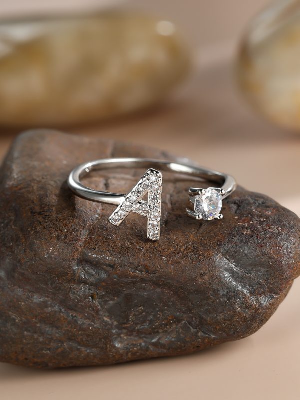 [Silvery Couple Ring] Silvery AZ Letter Ring Initials | Popular Fashion Wedding Love Couple Rings Bridesmaid Gift
