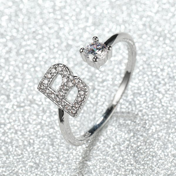 [Silvery Couple Ring] Silvery AZ Letter Ring Initials | Popular Fashion Wedding Love Couple Rings Bridesmaid Gift