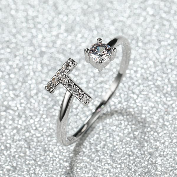 [Silvery Couple Ring] Silvery AZ Letter Ring Initials | Popular Fashion Wedding Love Couple Rings Bridesmaid Gift
