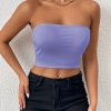Sexy Bodycon Crop Tube Top, Solid Stretchy Tube Top, Casual Every Day Tops, Women's Clothing