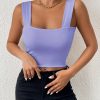 Women's Basic Solid Crop Tank Top, Casual Stretchy Sleeveless Tank Top, Casual Every Day Tops, Women's Clothing