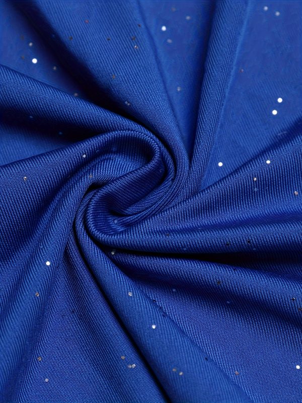 Sparkling Rhinestone Embellished Deep Red Bodycon Dress with Puff Sleeves - Stretchy Ruched Waist & Hip-Hugging Silhouette for Women, Spring/Autumn Party & Evening Wear, Glamorous Event Attire, Offshoulder Neckline, Strappy Detail