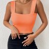 Women's Basic Solid Crop Tank Top, Casual Stretchy Sleeveless Tank Top, Casual Every Day Tops, Women's Clothing