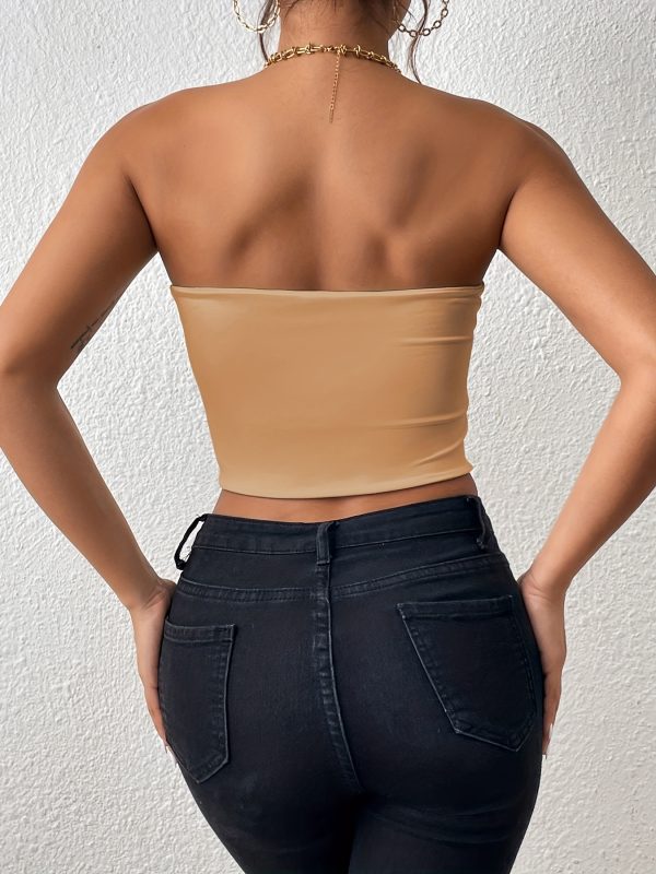 Sexy Bodycon Crop Tube Top, Solid Stretchy Tube Top, Casual Every Day Tops, Women's Clothing