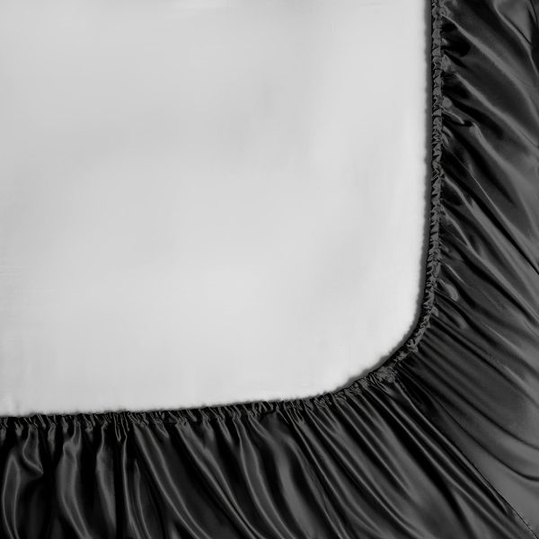 طقم ملاءات سرير ساتان 4 قطع بلون موحّد من البوليستر