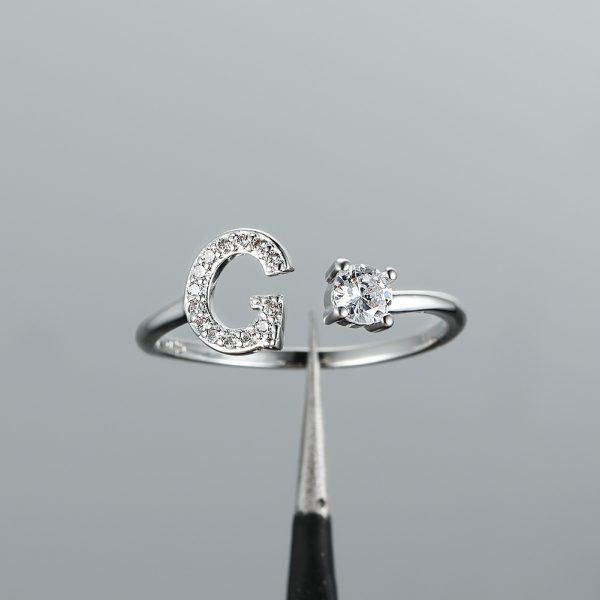 [Silvery Couple Ring] Silvery AZ Letter Ring Initials | Popular Fashion Wedding Love Couple Rings Bridesmaid Gift