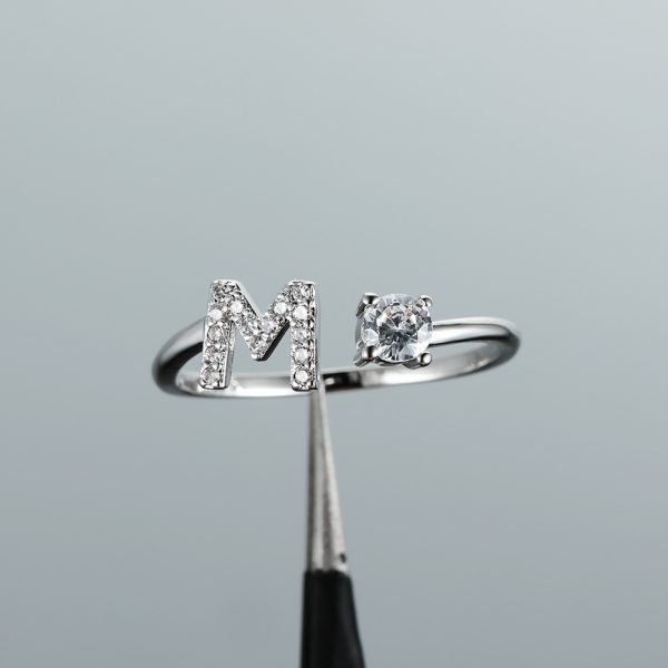 [Silvery Couple Ring] Silvery AZ Letter Ring Initials | Popular Fashion Wedding Love Couple Rings Bridesmaid Gift