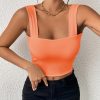 Women's Basic Solid Crop Tank Top, Casual Stretchy Sleeveless Tank Top, Casual Every Day Tops, Women's Clothing