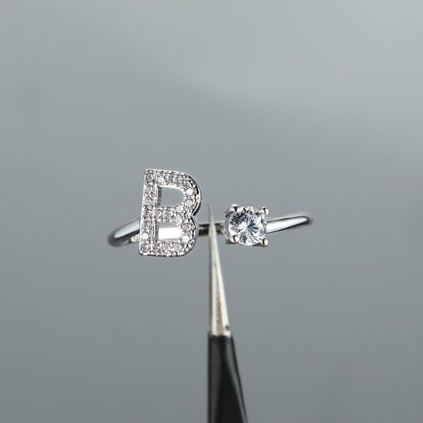 [Silvery Couple Ring] Silvery AZ Letter Ring Initials | Popular Fashion Wedding Love Couple Rings Bridesmaid Gift