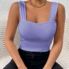 Women's Basic Solid Crop Tank Top, Casual Stretchy Sleeveless Tank Top, Casual Every Day Tops, Women's Clothing