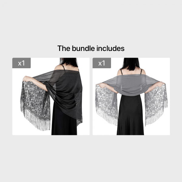 شالات صلبة لفساتين السهرة، أوشحة خفيفة الوزن للنساء مع وشاح دانتيل مزين بالزهور لحفلات الزفاف