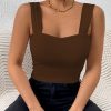 Women's Basic Solid Crop Tank Top, Casual Stretchy Sleeveless Tank Top, Casual Every Day Tops, Women's Clothing