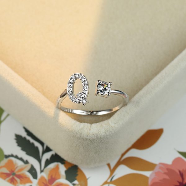 [Silvery Couple Ring] Silvery AZ Letter Ring Initials | Popular Fashion Wedding Love Couple Rings Bridesmaid Gift