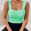 Women's Basic Solid Crop Tank Top, Casual Stretchy Sleeveless Tank Top, Casual Every Day Tops, Women's Clothing