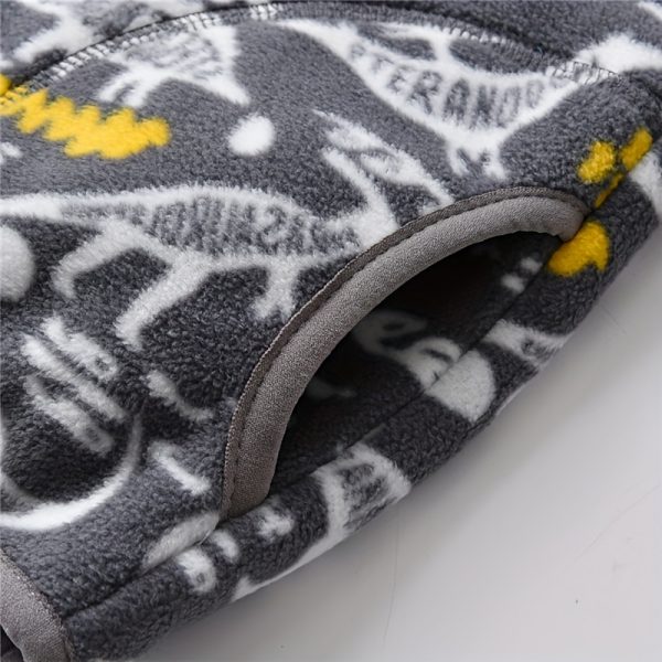 Kids Cartoon Dinosaur Print Polar Fleece Warm Stand Collar Vintage Jacket Autumn Winter