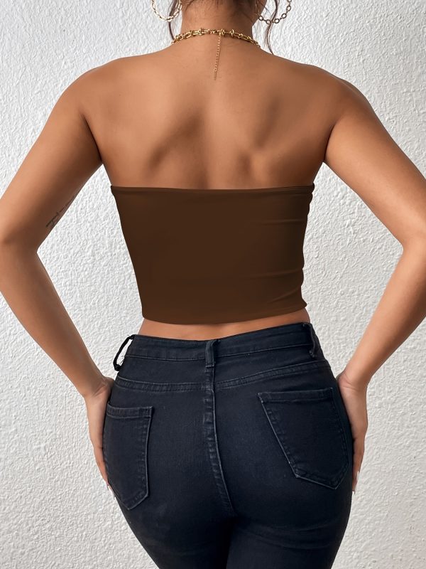 Sexy Bodycon Crop Tube Top, Solid Stretchy Tube Top, Casual Every Day Tops, Women's Clothing