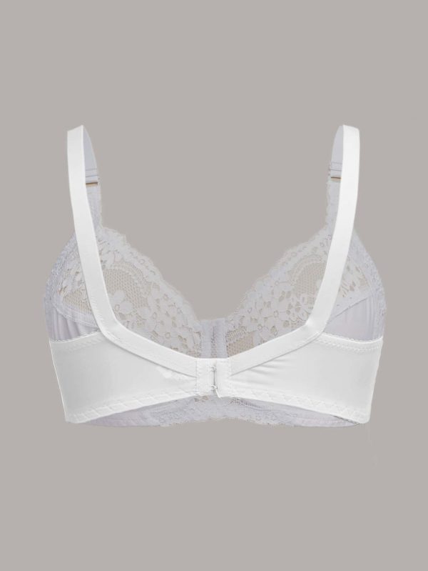 Plus Size Sexy Bra, Women's Plus Comfort Floral Lace Underwire Hook & Eye Soft Bra