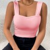 Women's Basic Solid Crop Tank Top, Casual Stretchy Sleeveless Tank Top, Casual Every Day Tops, Women's Clothing