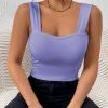 Women's Basic Solid Crop Tank Top, Casual Stretchy Sleeveless Tank Top, Casual Every Day Tops, Women's Clothing