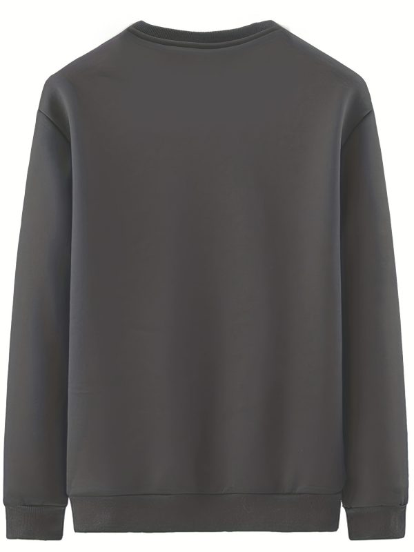 سويت شيرت كاجوال للرجال برقبة دائرية، لون سادة عصري، للخريف والشتاء