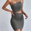 Women's Dresses Solid Sexy Backless One Shoulder Bodycon Dress