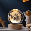 1pc USB Cable 3D Moon/Sky Crystal Ball, Wooden Base Crystal Ball, Creative Crystal Ball Night Lamp, Desktop Decor, Christmas Gift