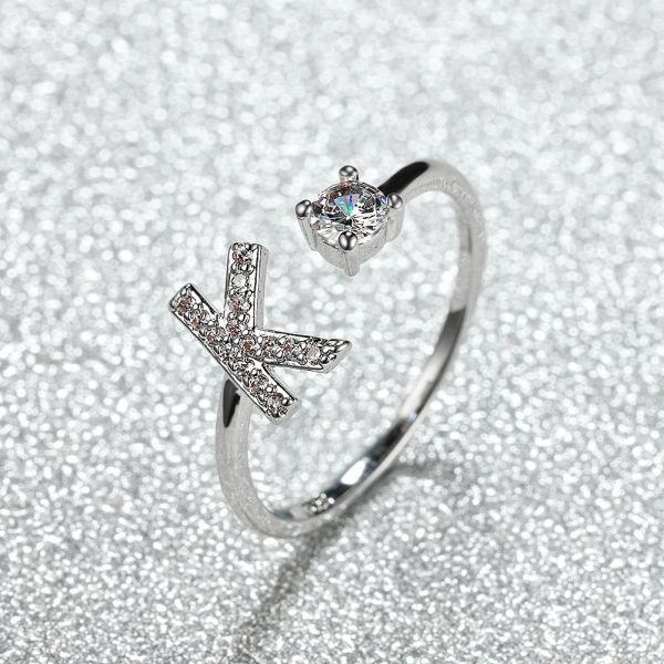 [Silvery Couple Ring] Silvery AZ Letter Ring Initials | Popular Fashion Wedding Love Couple Rings Bridesmaid Gift