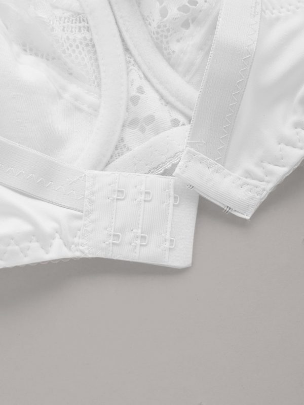 Plus Size Sexy Bra, Women's Plus Comfort Floral Lace Underwire Hook & Eye Soft Bra