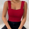 Women's Basic Solid Crop Tank Top, Casual Stretchy Sleeveless Tank Top, Casual Every Day Tops, Women's Clothing