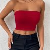 Sexy Bodycon Crop Tube Top, Solid Stretchy Tube Top, Casual Every Day Tops, Women's Clothing