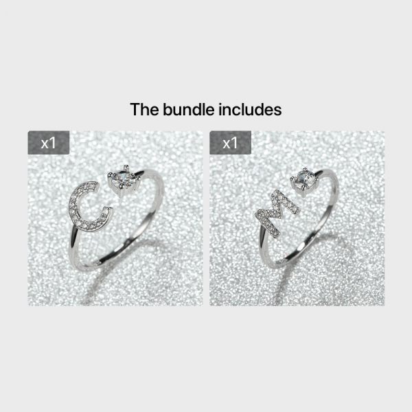 [Silvery Couple Ring] Silvery AZ Letter Ring Initials | Popular Fashion Wedding Love Couple Rings Bridesmaid Gift